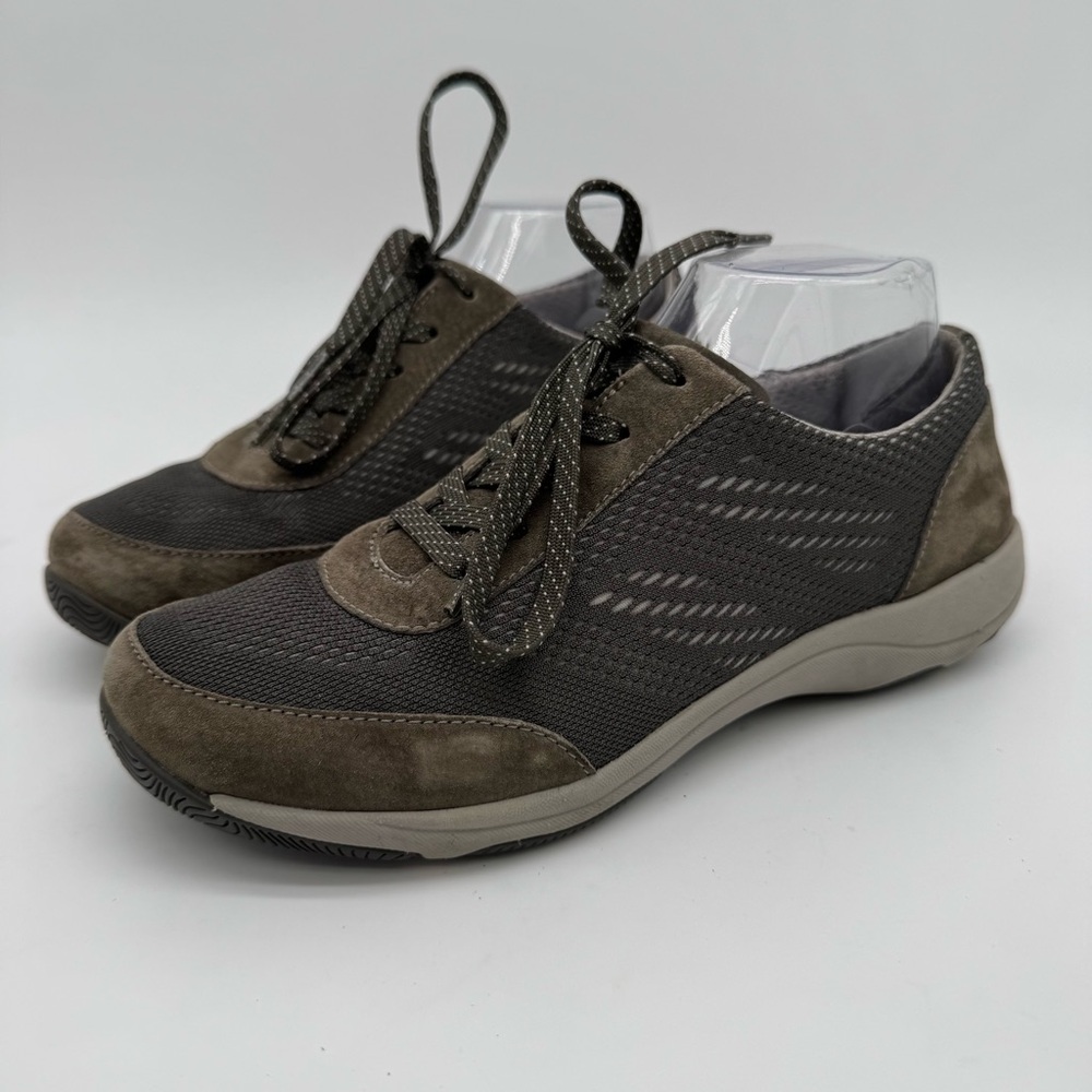 Dansko Hayes Brown Leather Gray Mesh Lace Up Sneaker Size 38/US 7.5-8